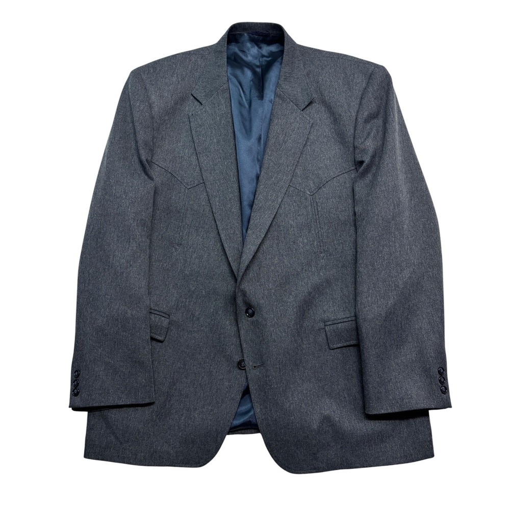 vtg Circle S 50R Gray Western Blazer Jacket Sport Suit Coat Cowboy USA Knit